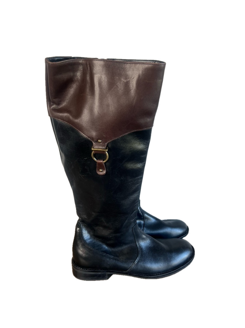 Italian ShoeMakers Gilda Women's Tall Black and Brown Boot Size 6.5 SKU#11-2346